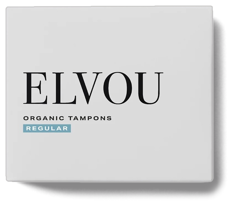 A white box of Elvou organic tampons
